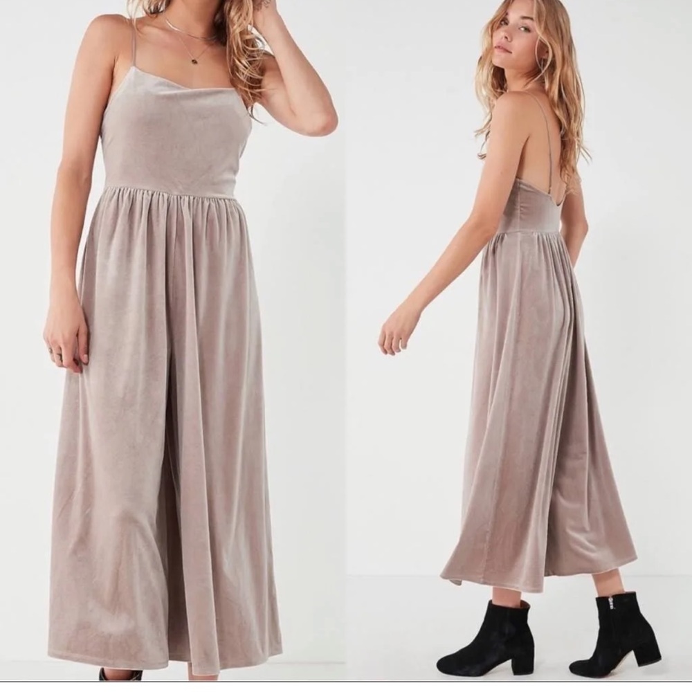 NWOT VELVET Urban Outfitters Molly Culotte Solid Burgundy Jumpsuit Romper